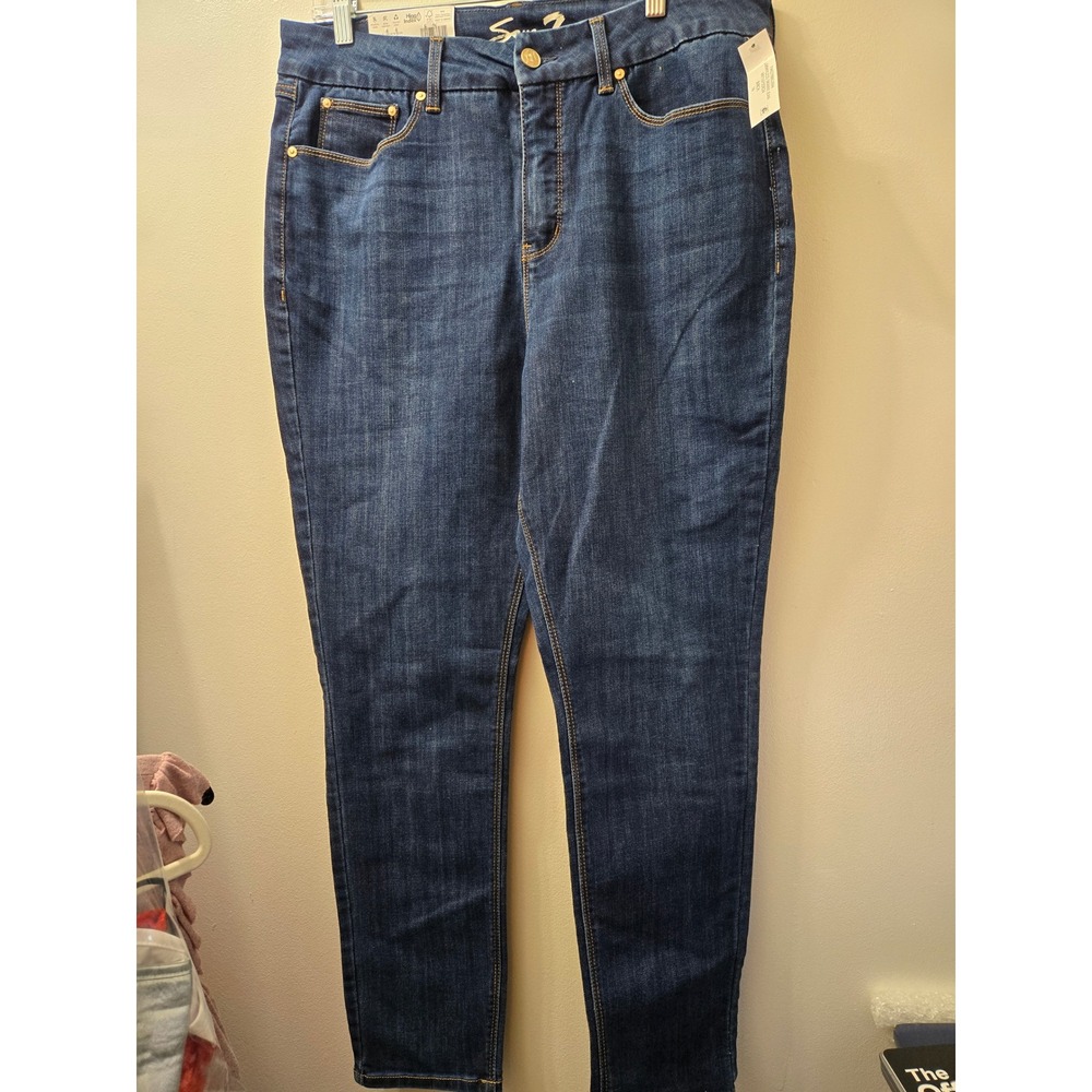 Seven7 Premium‎ Brand Tummy Less Skinny Jeans High Rise Women's Size 16 Blue